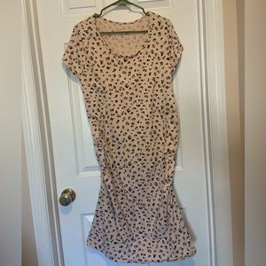 Maternity Animal Print Ruched Dress